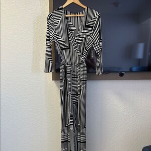 INC International Concepts Black and White Geometric Jumpsuit